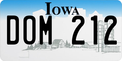 IA license plate DOM212