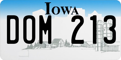 IA license plate DOM213