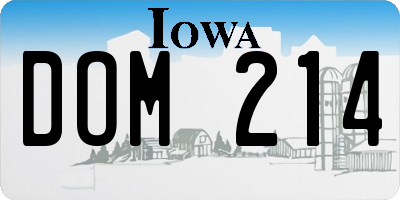 IA license plate DOM214