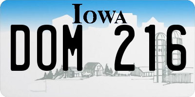 IA license plate DOM216