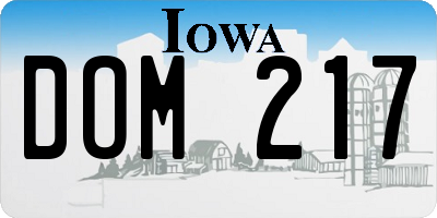 IA license plate DOM217