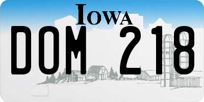 IA license plate DOM218