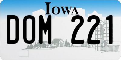 IA license plate DOM221