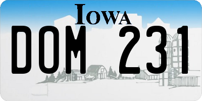IA license plate DOM231