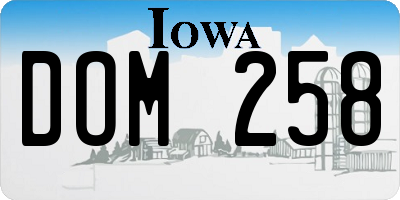 IA license plate DOM258