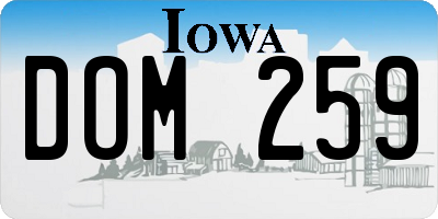 IA license plate DOM259