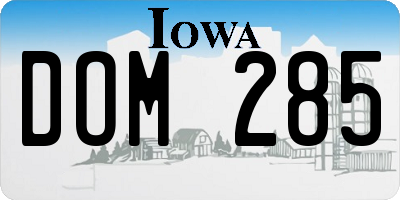 IA license plate DOM285