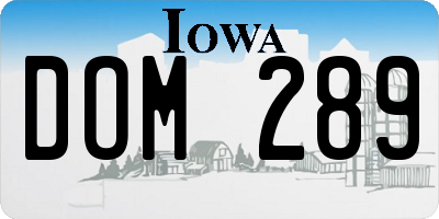 IA license plate DOM289