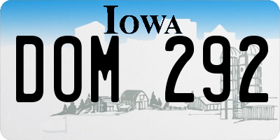 IA license plate DOM292