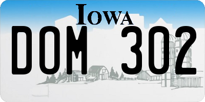 IA license plate DOM302