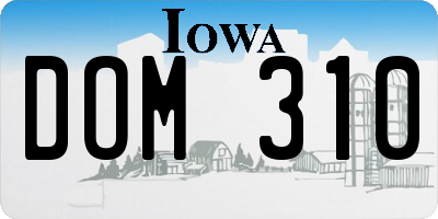 IA license plate DOM310