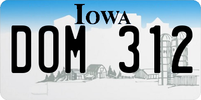 IA license plate DOM312