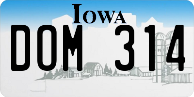 IA license plate DOM314