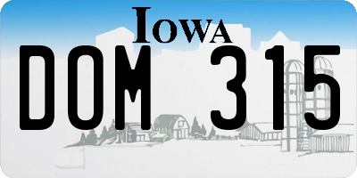 IA license plate DOM315