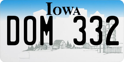 IA license plate DOM332
