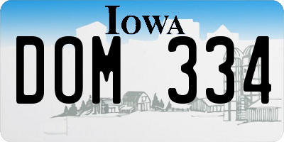IA license plate DOM334