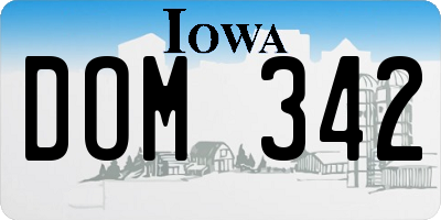 IA license plate DOM342