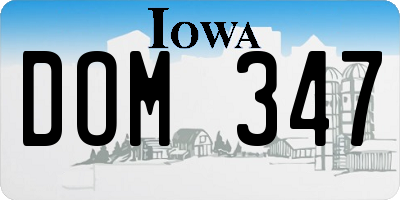 IA license plate DOM347