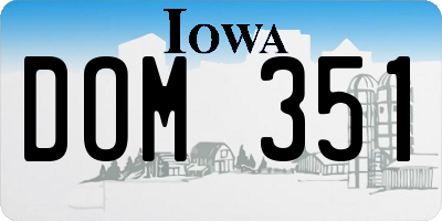IA license plate DOM351