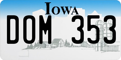 IA license plate DOM353