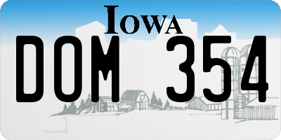 IA license plate DOM354