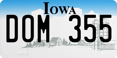 IA license plate DOM355