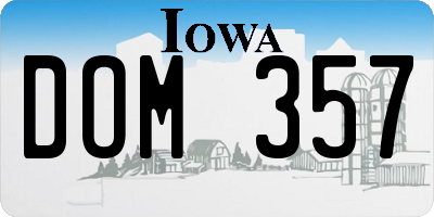IA license plate DOM357