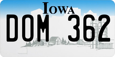 IA license plate DOM362