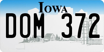 IA license plate DOM372