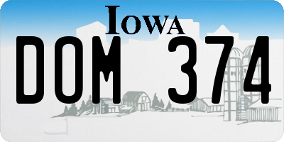 IA license plate DOM374