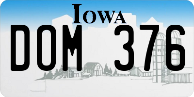 IA license plate DOM376
