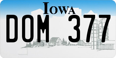 IA license plate DOM377