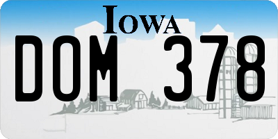 IA license plate DOM378