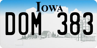 IA license plate DOM383