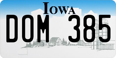 IA license plate DOM385