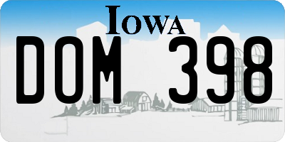 IA license plate DOM398