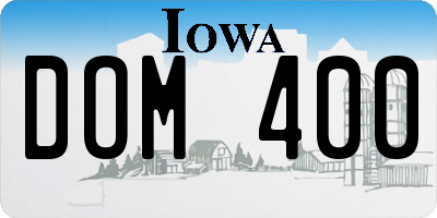 IA license plate DOM400