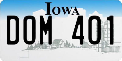 IA license plate DOM401
