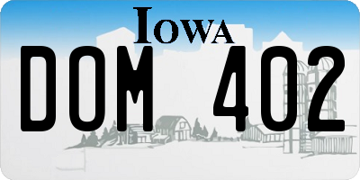 IA license plate DOM402