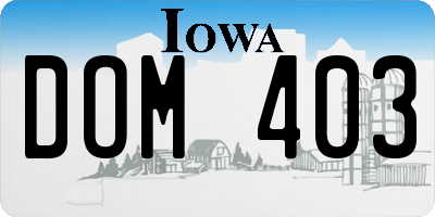 IA license plate DOM403