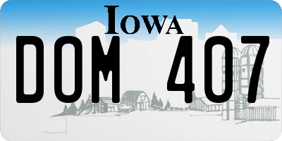 IA license plate DOM407