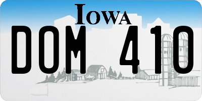 IA license plate DOM410