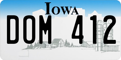 IA license plate DOM412