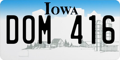 IA license plate DOM416