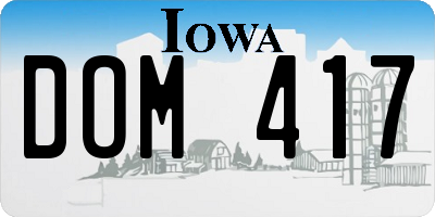 IA license plate DOM417