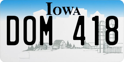 IA license plate DOM418