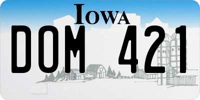 IA license plate DOM421