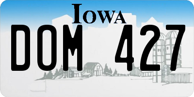 IA license plate DOM427