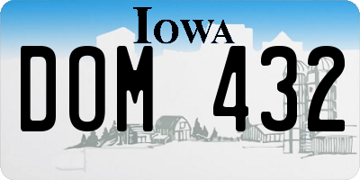 IA license plate DOM432
