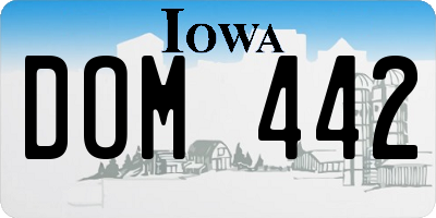 IA license plate DOM442
